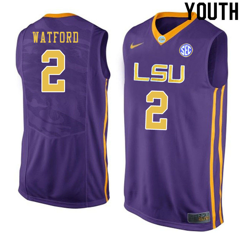 Youth #2 Trendon Watford LSU Tigers College Basketball Jersyes Sale-Purple - Click Image to Close